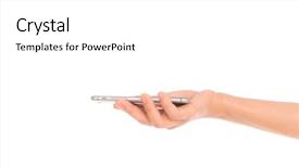  Presentation with mobile phone in woman hand - Presentation theme having business hand with mobile phone background and a  colored foreground