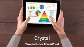  Presentation with analyses - Colorful slide set enhanced with business hand with tablet making analyses and checking the daily calories backdrop and a tawny brown colored foreground