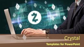  Presentation with stock market - Slide deck featuring business-hand-working-in-stock background and a tawny brown colored foreground