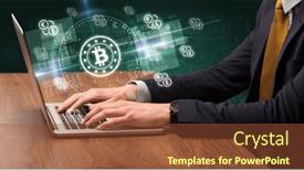  Presentation with stock market - Presentation with business-hand-working-in-stock background and a tawny brown colored foreground