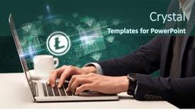  Presentation with stock market - Theme enhanced with business-hand-working-in-stock background and a ocean colored foreground