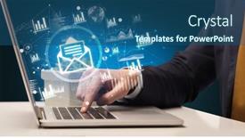  Presentation with mail - PPT theme enhanced with business-hand-working-on-laptop background and a ocean colored foreground