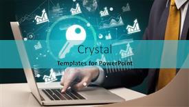  Presentation with successful - Presentation theme featuring business-hand-working-on-laptop background and a teal colored foreground