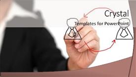  Presentation with virtual hand - PPT layouts consisting of business hand writing job rotation background and a sky blue colored foreground