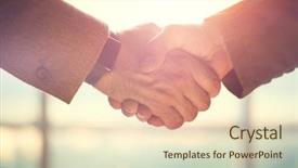  Presentation with shaking hands - PPT theme consisting of business handshake business handshake background and a cream colored foreground