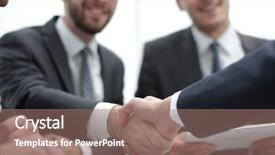  Presentation with commitment - Theme having business handshake close-up background and a  colored foreground