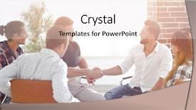  Presentation with handshake - Slide set consisting of business handshake in modern office background and a  colored foreground