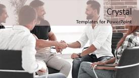  Presentation with handshake - Colorful PPT theme enhanced with business handshake in modern office backdrop and a  colored foreground