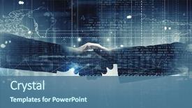  Presentation with handshake - Cool new slide deck with business handshake on digital backdrop and a ocean colored foreground