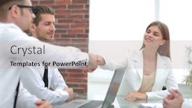  Presentation with negotiating - Amazing slide set having business handshake over the negotiating table backdrop and a mint green colored foreground