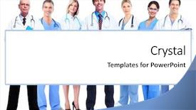  Presentation with medical business - Beautiful PPT theme featuring business healthcare - group of medical doctors isolated backdrop and a white colored foreground