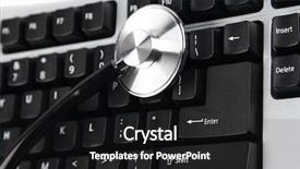  Presentation with next - PPT theme having business healthcare - stethoscope on keyboard next background and a  colored foreground