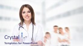  Presentation with doctor family - Slide set consisting of business healthcare - young attractive family doctor isolated background and a  colored foreground