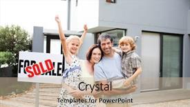  Presentation with house - Colorful theme enhanced with business home loans - happy family buying a house backdrop and a soft green colored foreground