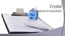  Presentation with estate - Presentation design featuring business home loans - real estate contract document background and a white colored foreground
