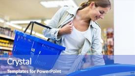  Presentation with grocery store - Slides enhanced with business ice cream - beautiful young woman shopping background and a cobalt blue colored foreground