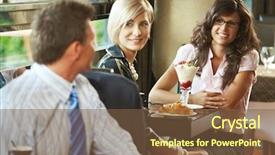  Presentation with business women - Beautiful PPT theme featuring business ice cream - young women having sweets backdrop and a tawny brown colored foreground