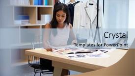  Presentation with female leader social media - Amazing PPT layouts having business idea - young female media creative working backdrop and a  colored foreground