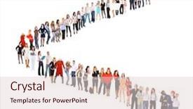  Presentation with queue - Slide deck consisting of business idea people in queue background and a  colored foreground