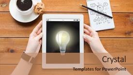  Presentation with light bulb - Presentation theme enhanced with business idea technology and people background and a coral colored foreground