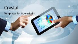  Presentation with technology - PPT theme having business illustration with wireless device background and a light blue colored foreground