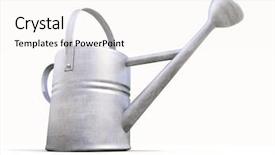  Presentation with metal - Audience pleasing presentation design consisting of business incubation - watering can made of metal backdrop and a cream colored foreground
