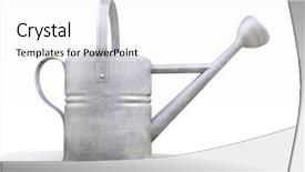  Presentation with medieval chainmail made up - Beautiful presentation design featuring business incubation - watering can made of metal backdrop and a cream colored foreground