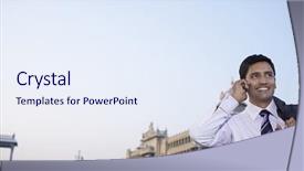  Presentation with city india - Slides with business india - happy young businessman using cell background and a sky blue colored foreground