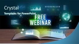  Presentation with business book - Slide set consisting of business-inscription-coming-out background and a ocean colored foreground