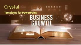  Presentation with business book - Beautiful PPT layouts featuring business-inscription-coming-out backdrop and a tawny brown colored foreground