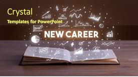  Presentation with business-book - Theme enhanced with business-inscription-coming-out background and a tawny brown colored foreground