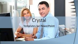  Presentation with front office - Amazing presentation theme having customer service banks - manager and employee in front backdrop and a light blue colored foreground