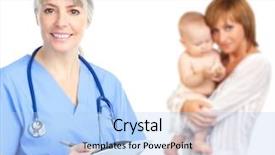  Presentation with doctor family - Beautiful presentation theme featuring business insurance backgrounds - family doctor and patients isolated backdrop and a  colored foreground
