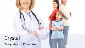  Presentation with doctor family - Theme with business insurance backgrounds - smiling family medical doctor background and a  colored foreground