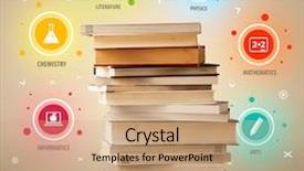  Presentation with books - PPT theme having business inteligence - books on top with colorful background and a  colored foreground