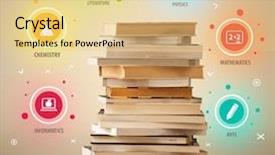  Presentation with books - Amazing PPT theme having business inteligence - books on top with colorful backdrop and a  colored foreground