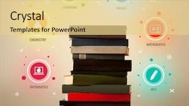  Presentation with books - Theme featuring business inteligence - books on top with colorful background and a  colored foreground