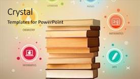  Presentation with books - Colorful slide deck enhanced with business inteligence - books on top with colorful backdrop and a  colored foreground