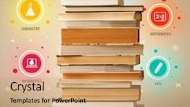  Presentation with books - Colorful theme enhanced with business inteligence - books on top with colorful backdrop and a coral colored foreground