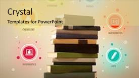  Presentation with books - Slide deck consisting of business inteligence - books on top with colorful background and a lemonade colored foreground