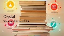  Presentation with books - PPT theme with business inteligence - books on top with colorful background and a  colored foreground