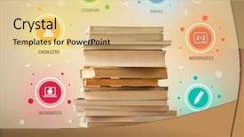  Presentation with books - Cool new theme with business inteligence - books on top with colorful backdrop and a  colored foreground