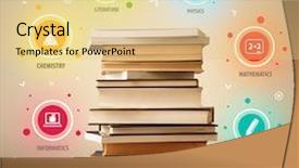  Presentation with books - Cool new PPT theme with business inteligence - books on top with colorful backdrop and a lemonade colored foreground