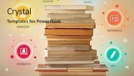  Presentation with books - Presentation theme having business inteligence - books on top with colorful background and a yellow colored foreground