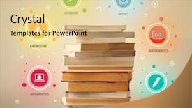  Presentation with books - Cool new PPT theme with business inteligence - books on top with colorful backdrop and a lemonade colored foreground