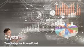  Presentation with knowledge management - Beautiful theme featuring business intelligence knowledge management - businessman with book backdrop and a  colored foreground