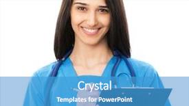  Presentation with intern - Theme having business intern - portrait of a friendly female background and a teal colored foreground