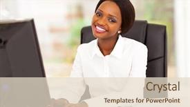  Presentation with working - PPT layouts having business intern - young african american businesswoman working background and a lemonade colored foreground