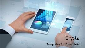  Presentation with internet - Presentation theme featuring business internet and technology concept background and a light blue colored foreground