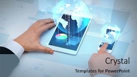  Presentation with internet - Colorful presentation enhanced with business internet and technology concept backdrop and a light blue colored foreground